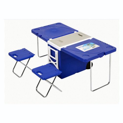 Portable folding table Camping with incubator Barbecue picnic table and chair cooler Pull rod Car with wheeled chair